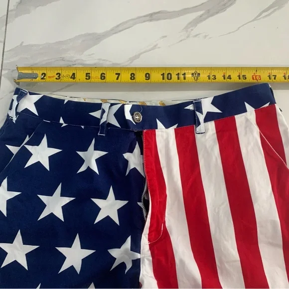 Loud Mouth Shorts Mens 36 Red Blue Chino Patriotic Flag Casual Golf pockets - Picture 6 of 11